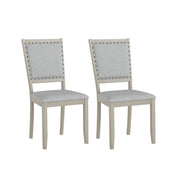 Farmhouse Dining Chair Set of 2 Fabric Upholstered Kitchen Chairs-Grey-Dining Chairs-DECOROLALA