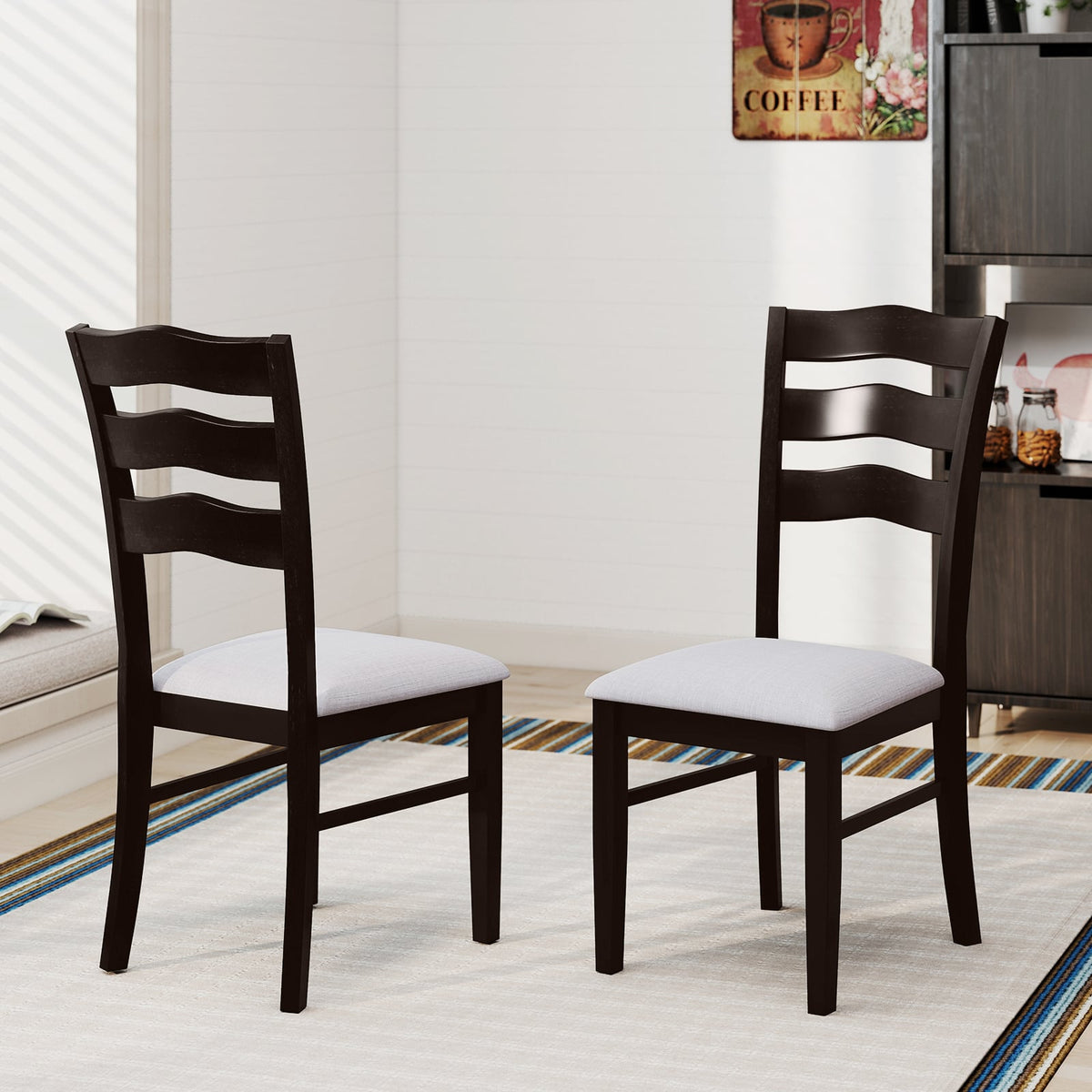 Farmhouse Dining Chairs Set of 2 Modern Kitchen Chairs with Elegant Hollowed backrest-Gray-Dining Chairs-DECOROLALA