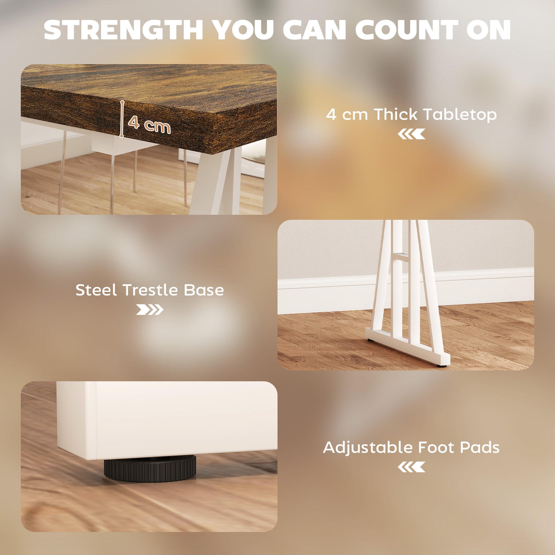 Farmhouse Dining Table for 8 - Brown and White 70.9" W-DECOROLALA