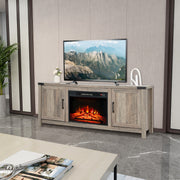 Farmhouse Electric Fireplace TV Stand for 70 Inch TVs - Natural-Entertainment Centers & TV Stands-DECOROLALA