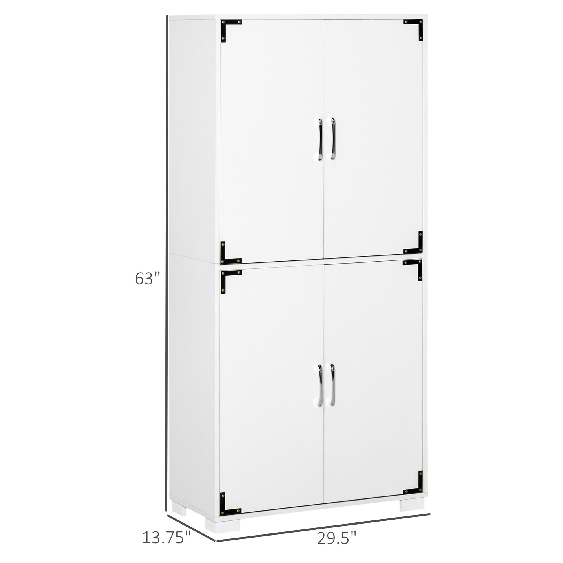 Farmhouse Kitchen Cabinet 4-Door White 63"-DECOROLALA