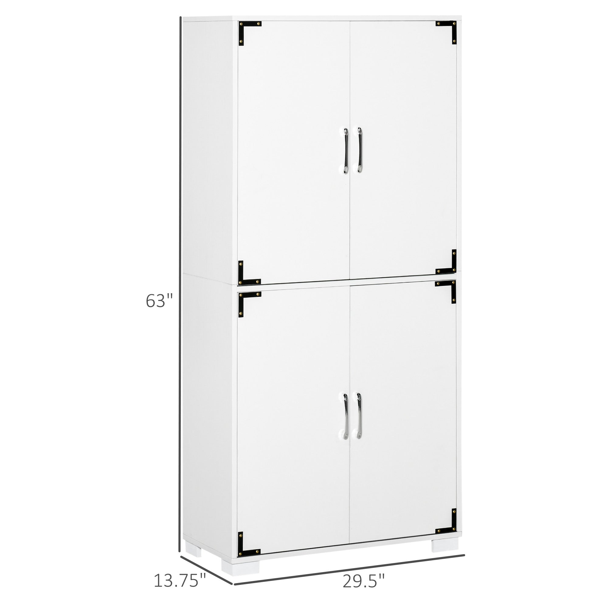 Farmhouse Kitchen Cabinet 4-Door White 63"-DECOROLALA