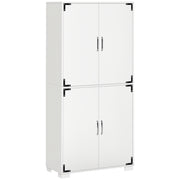 Farmhouse Kitchen Cabinet 4-Door White 63"-DECOROLALA