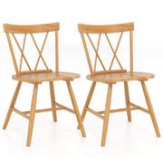 Farmhouse Kitchen Dining Chair Set of 2 with Rubber Wood Frame-Natural-Dining Chairs-DECOROLALA