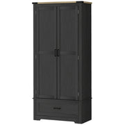 Farmhouse Kitchen Pantry Cabinet - 69" Black Brown-DECOROLALA