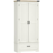Farmhouse Kitchen Pantry Cabinet 69" Cream White-DECOROLALA