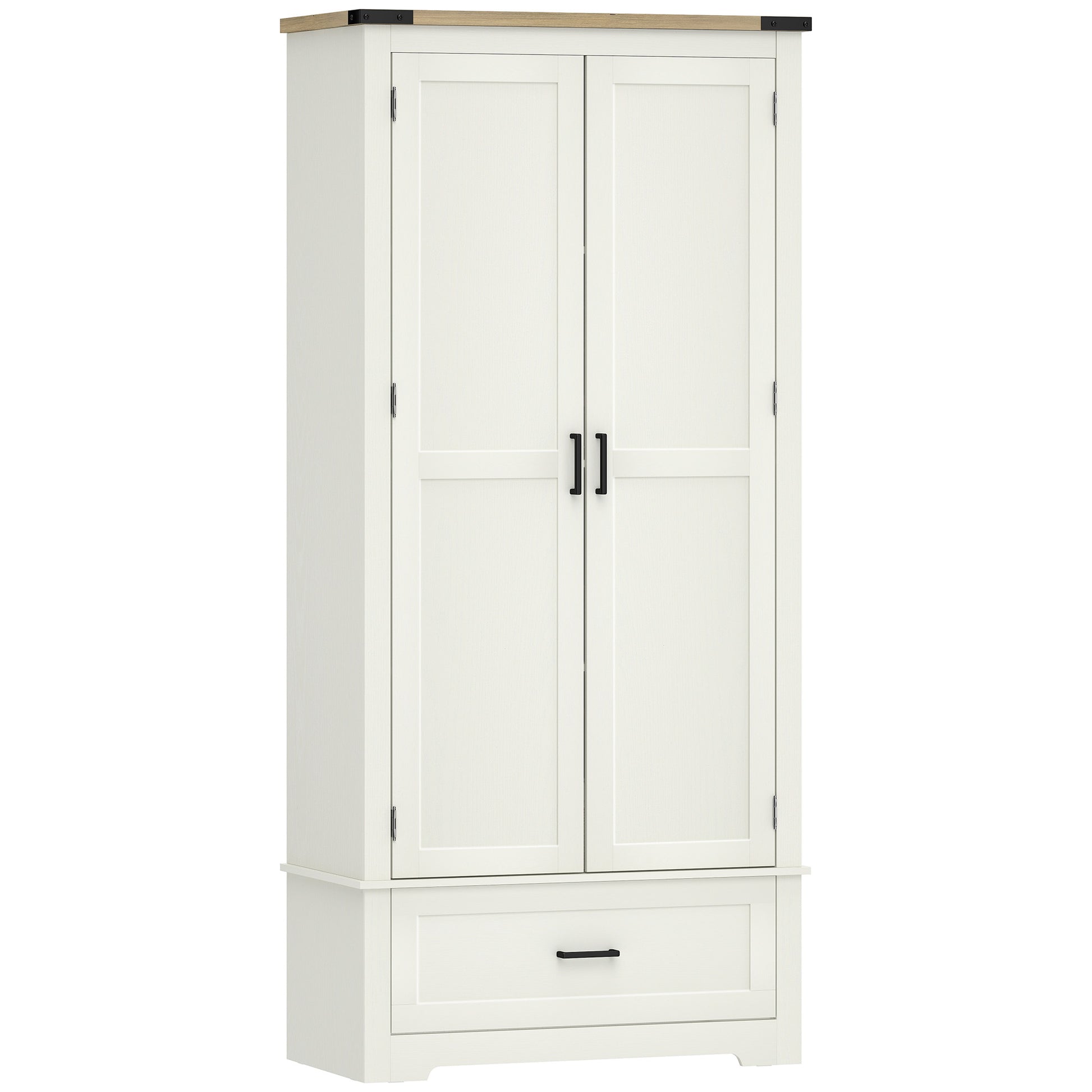 Farmhouse Kitchen Pantry Cabinet 69" Cream White-DECOROLALA