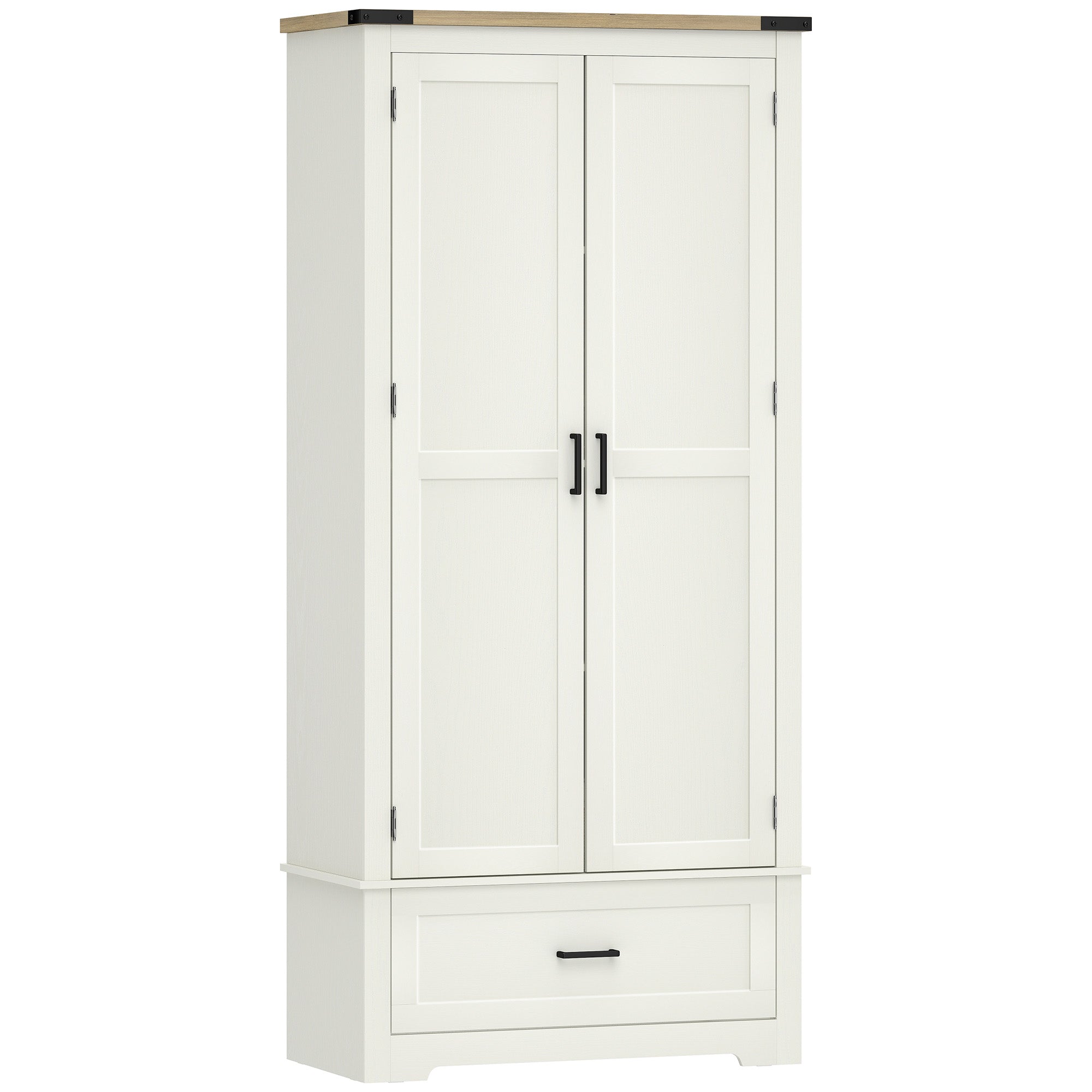 Farmhouse Kitchen Pantry Cabinet 69" Cream White-DECOROLALA
