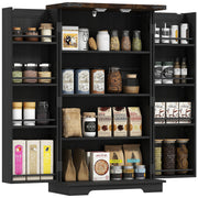 Farmhouse Kitchen Pantry Cabinet - Black Barn Door 41" H-Home Furnishings > Storage & Organization > Kitchen Pantry Cabinets-DECOROLALA