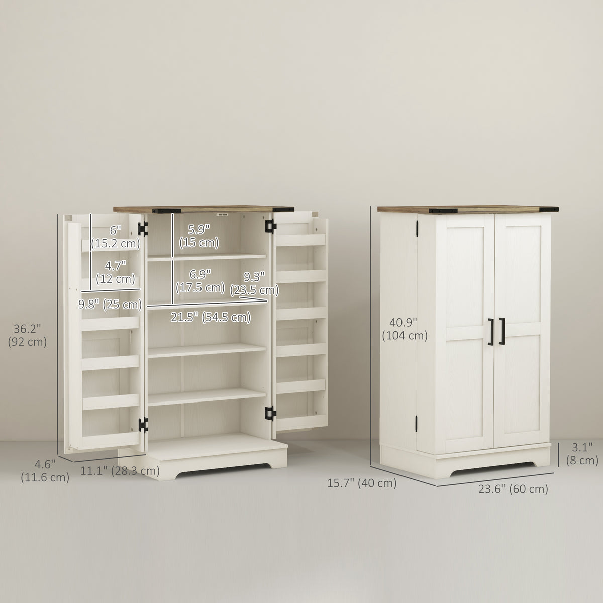 Farmhouse Kitchen Pantry Cabinet - Cream White 41" H-Home Furnishings > Storage & Organization > Kitchen Pantry Cabinets-DECOROLALA