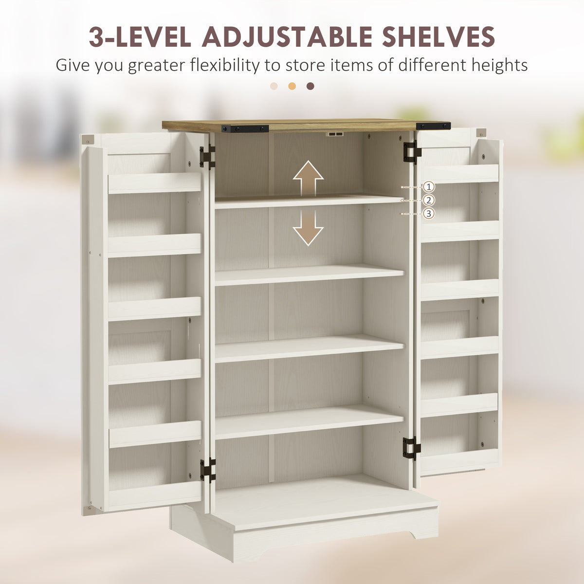 Farmhouse Kitchen Pantry Cabinet - Cream White 41" H-Home Furnishings > Storage & Organization > Kitchen Pantry Cabinets-DECOROLALA