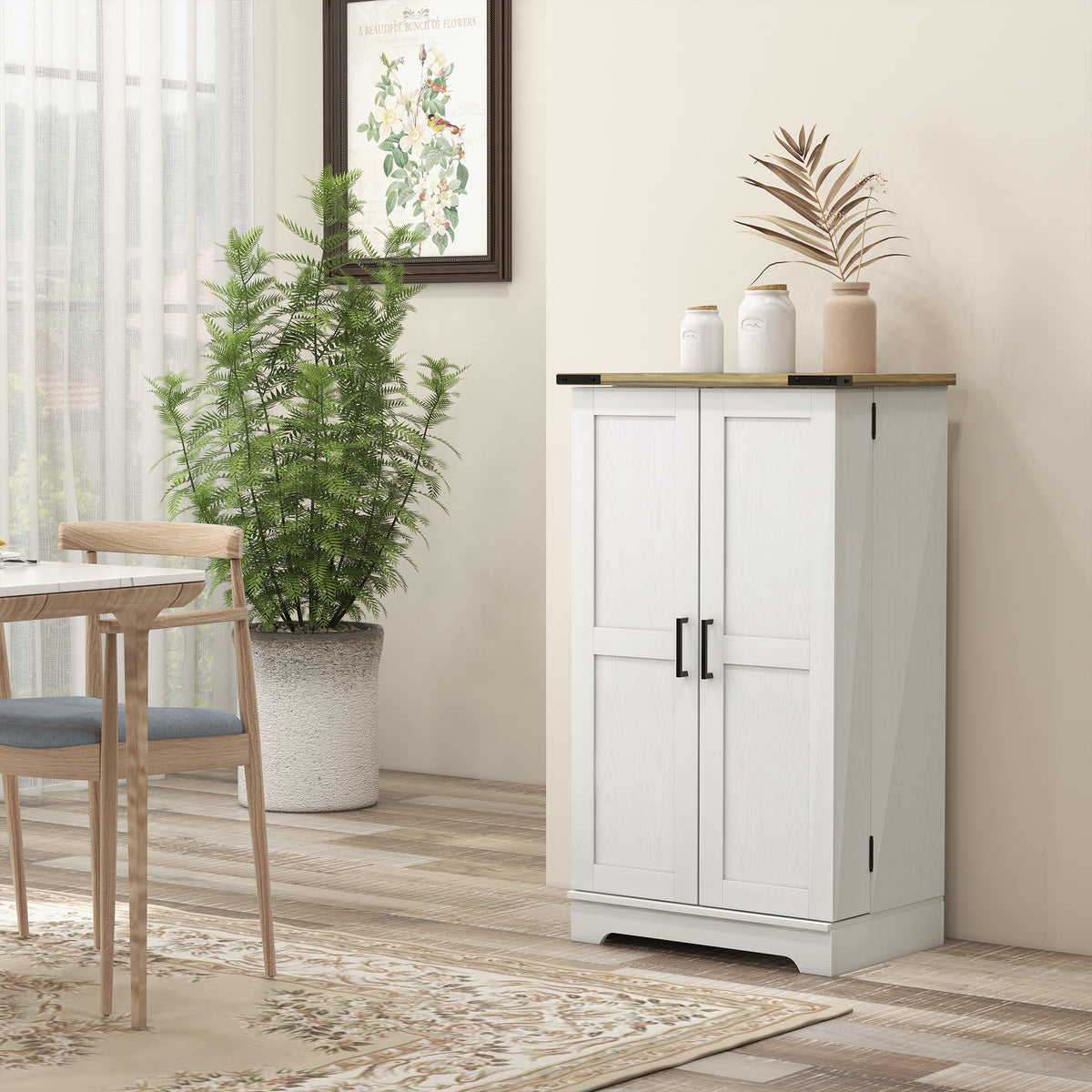 Farmhouse Kitchen Pantry Cabinet - Cream White 41" H-Home Furnishings > Storage & Organization > Kitchen Pantry Cabinets-DECOROLALA