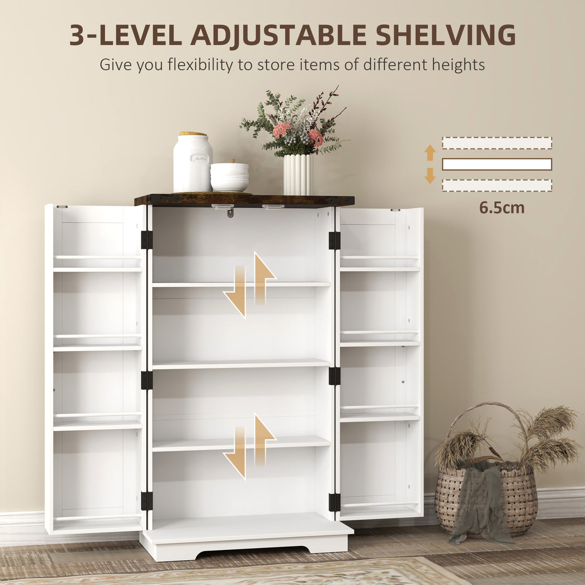 Farmhouse Kitchen Pantry Cabinet - White 41" Barn Door-Home Furnishings > Storage & Organization > Kitchen Pantry Cabinets-DECOROLALA