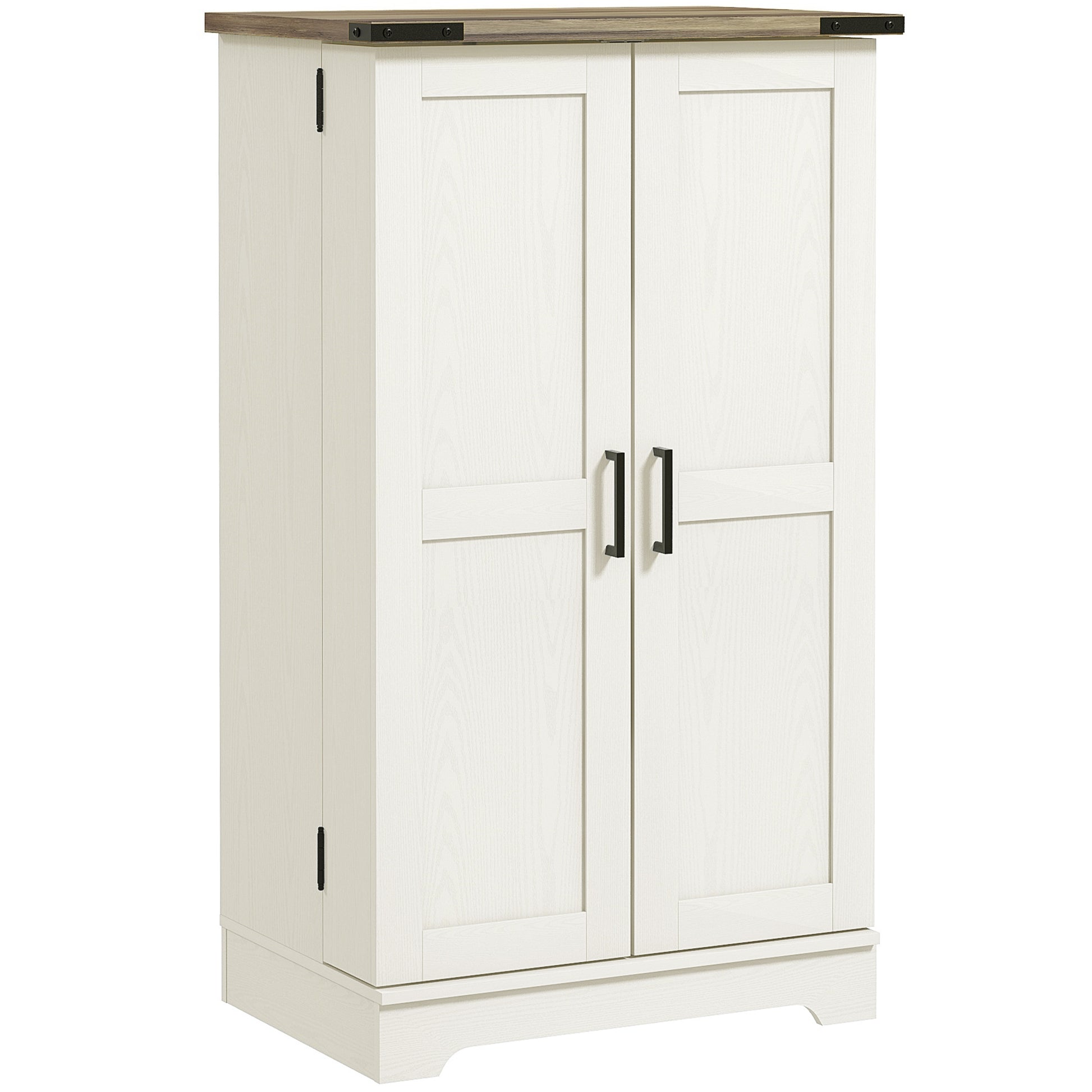 Farmhouse Kitchen Pantry Storage Cabinet, Kitchen Pantry Cabinet with Doors and Adjustable Shelves, Cream White-Home Furnishings > Storage & Organization > Kitchen Pantry Cabinets-DECOROLALA