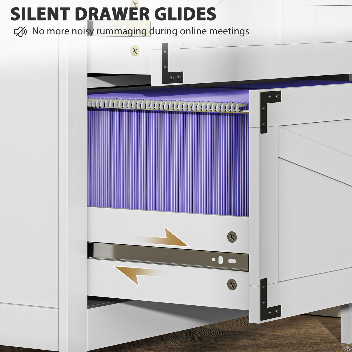 Farmhouse Lateral File Cabinet - 4 Drawers White-Office Storage Cabinets-DECOROLALA