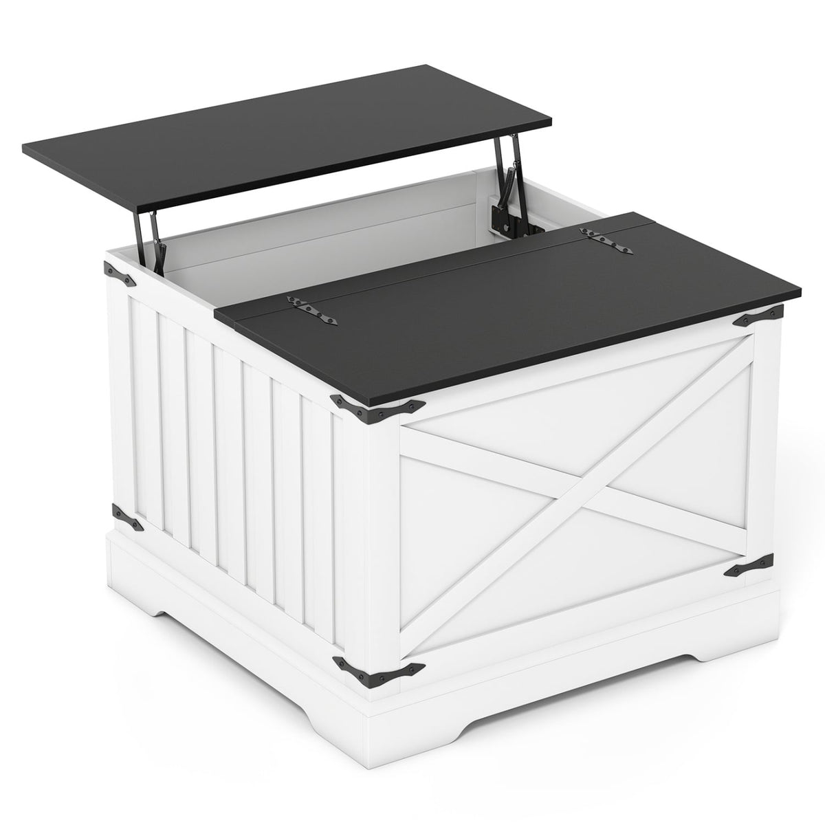 Farmhouse Lift Top Coffee Table with Hidden Storage Compartment-Black-Coffee Tables-DECOROLALA