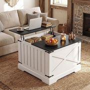 Farmhouse Lift Top Coffee Table with Hidden Storage Compartment-Black-Coffee Tables-DECOROLALA