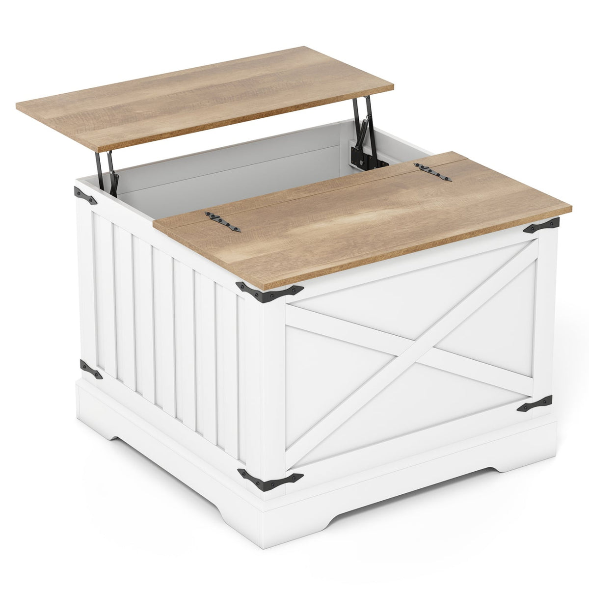 Farmhouse Lift Top Coffee Table with Hidden Storage Compartment-Brown-Coffee Tables-DECOROLALA