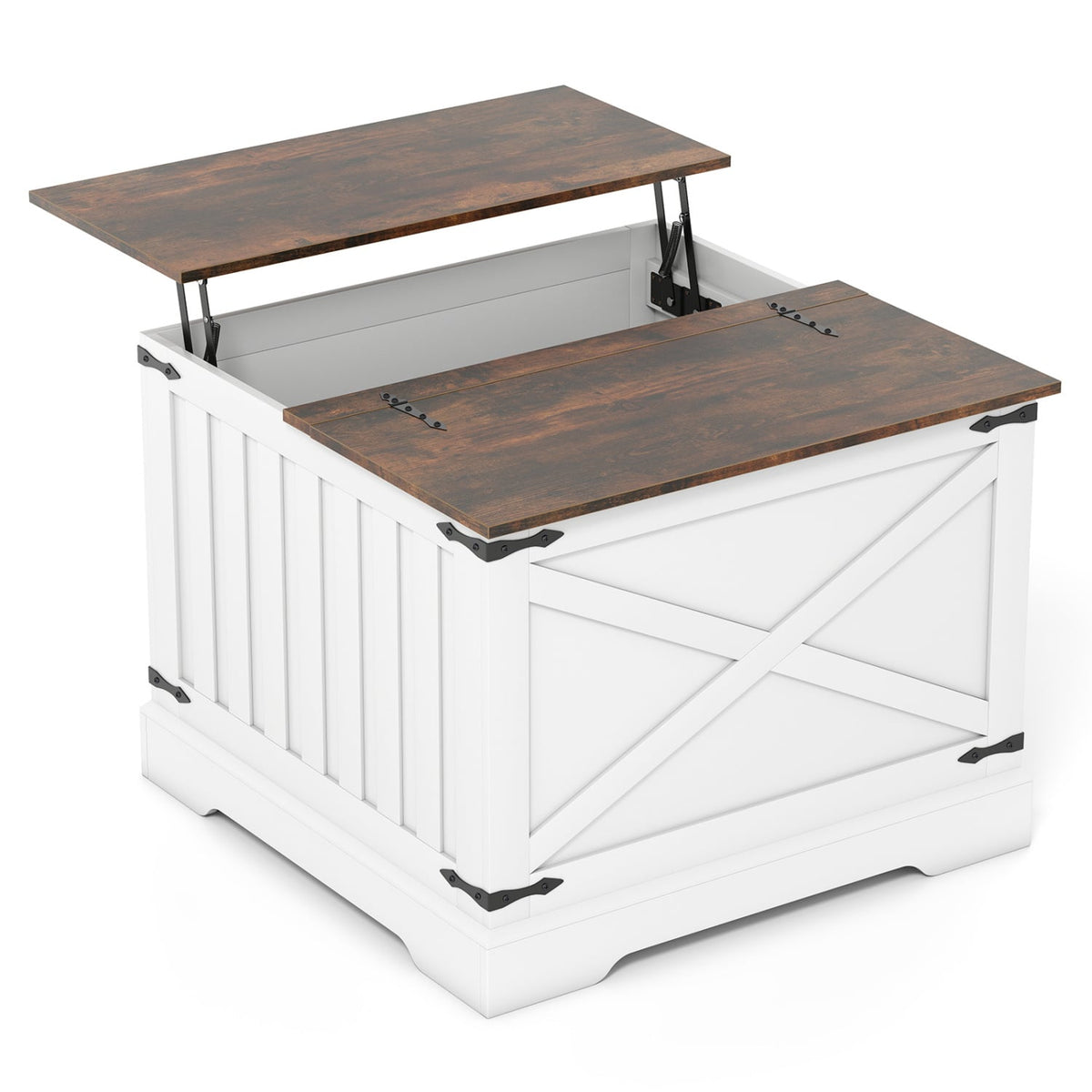 Farmhouse Lift Top Coffee Table with Hidden Storage Compartment-Rustic Brown-Coffee Tables-DECOROLALA
