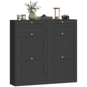 Farmhouse Narrow Shoe Cabinet - 2 Flip Drawers Black-DECOROLALA