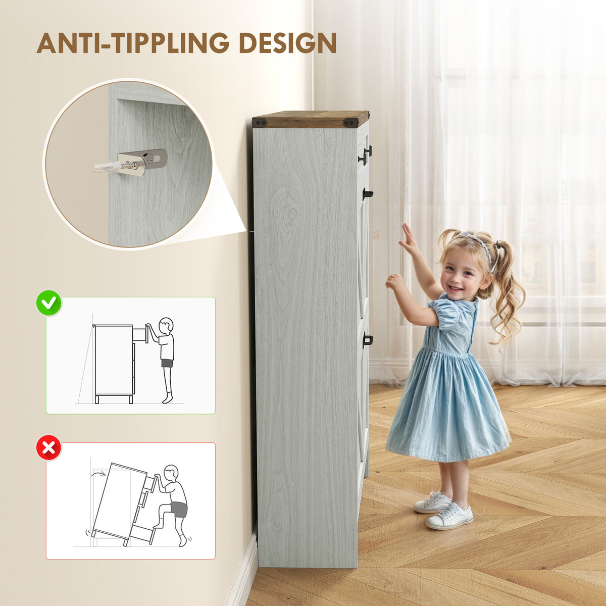 Farmhouse Narrow Shoe Cabinet - 2 Flip Drawers White-Home Furnishings > Storage & Organization > Shoe Storage Cabinets & Racks-DECOROLALA