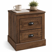 Farmhouse Nightstand with 2 Drawers & Storage for Living Room Bedroom-Brown-Nightstands-DECOROLALA