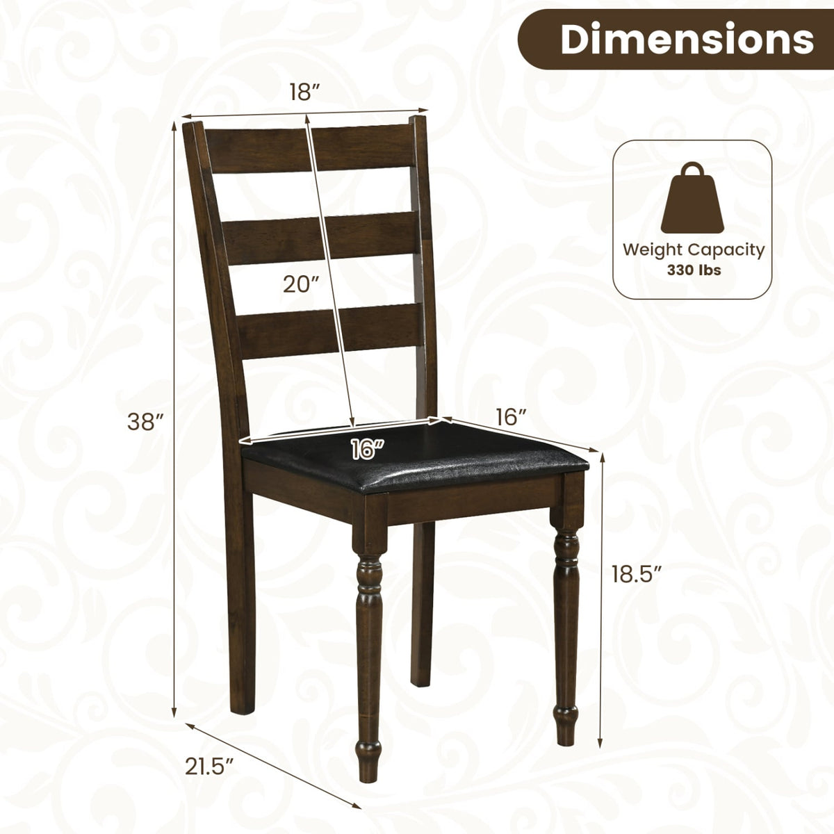 Farmhouse PU Leather Upholstered Dining Chairs Set of 4-Brown-Dining Chairs-DECOROLALA