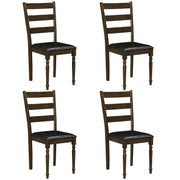 Farmhouse PU Leather Upholstered Dining Chairs Set of 4-Brown-Dining Chairs-DECOROLALA
