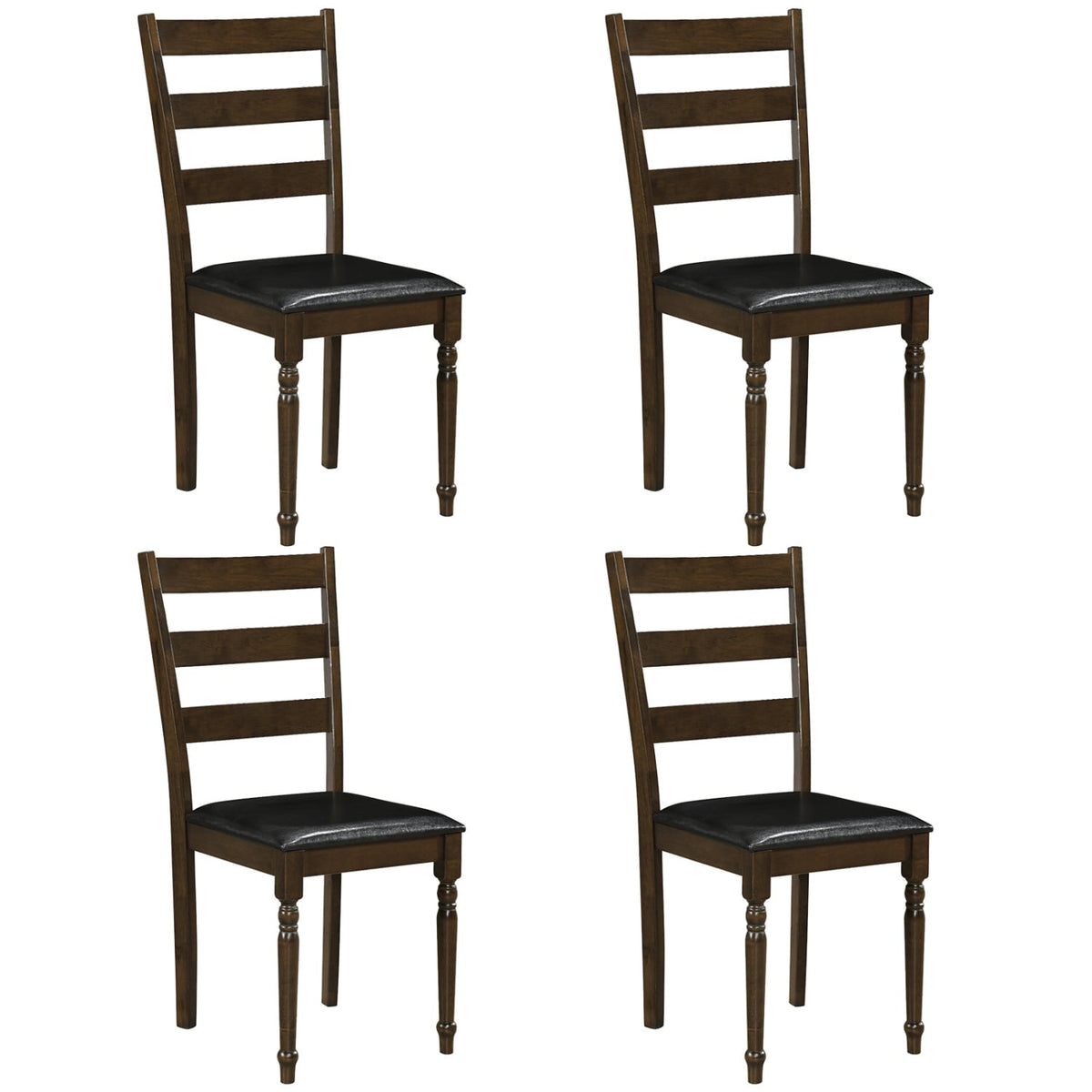 Farmhouse PU Leather Upholstered Dining Chairs Set of 4-Brown-Dining Chairs-DECOROLALA