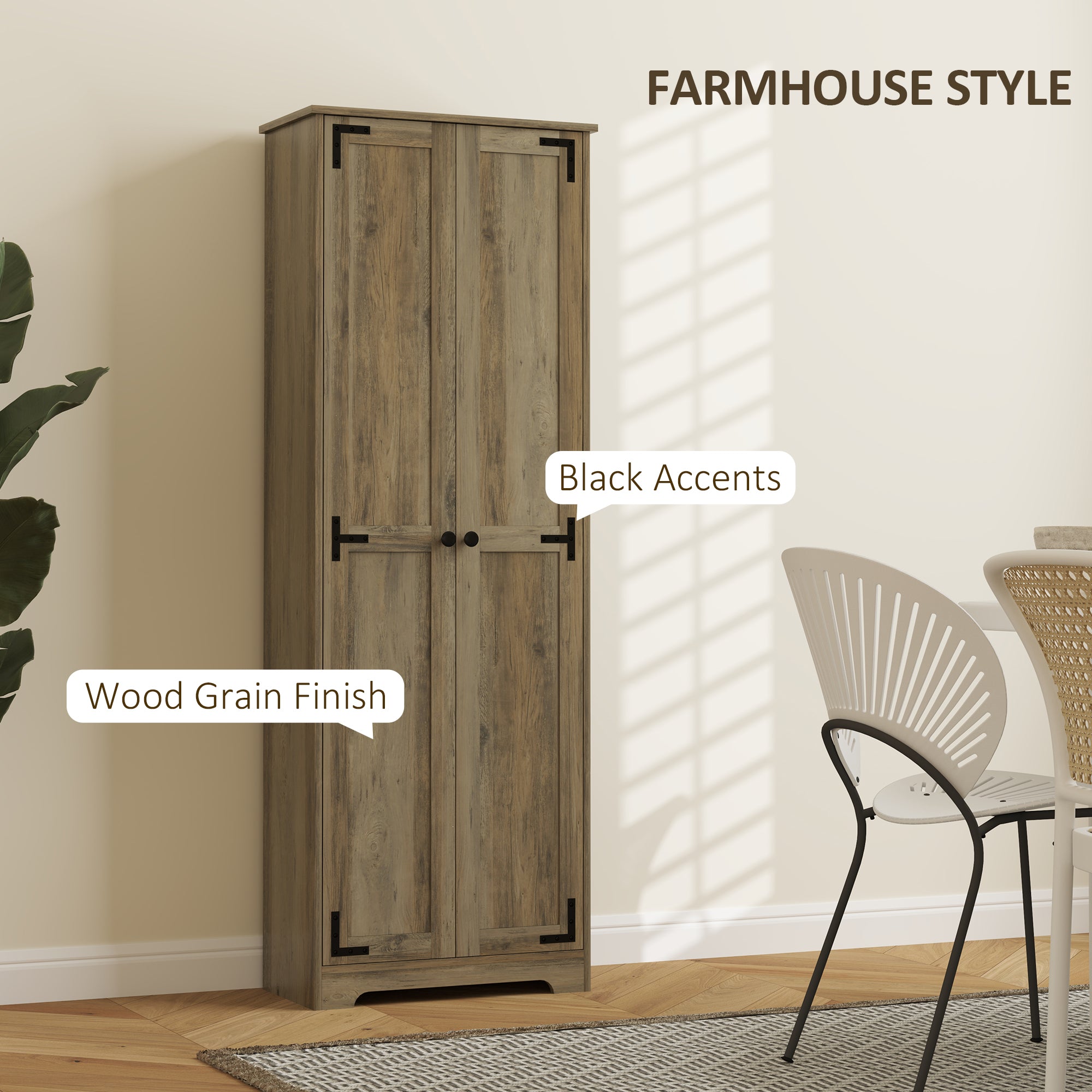 Farmhouse Pantry Cabinet 67" - Distressed Grey-DECOROLALA