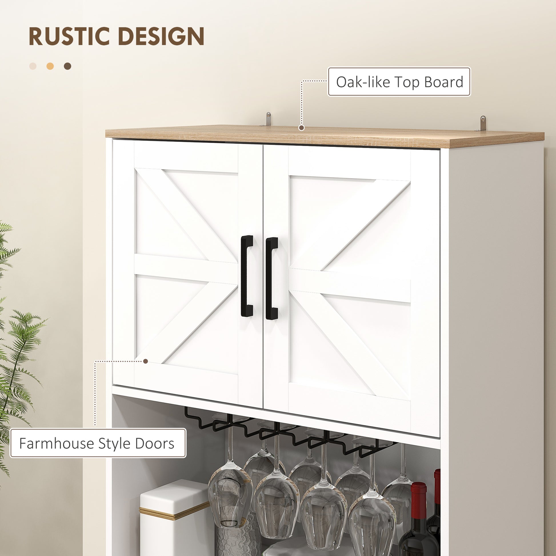 Farmhouse Pantry Cabinet, 68" White Hutch with Microwave Countertop-DECOROLALA