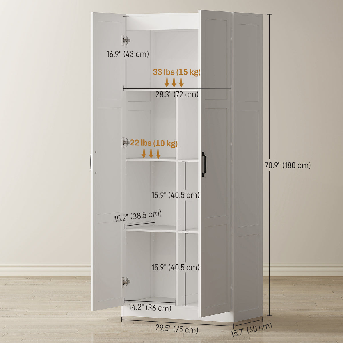 Farmhouse Pantry Cabinet 71" White Soft-Close-Pantry Cabinets-DECOROLALA