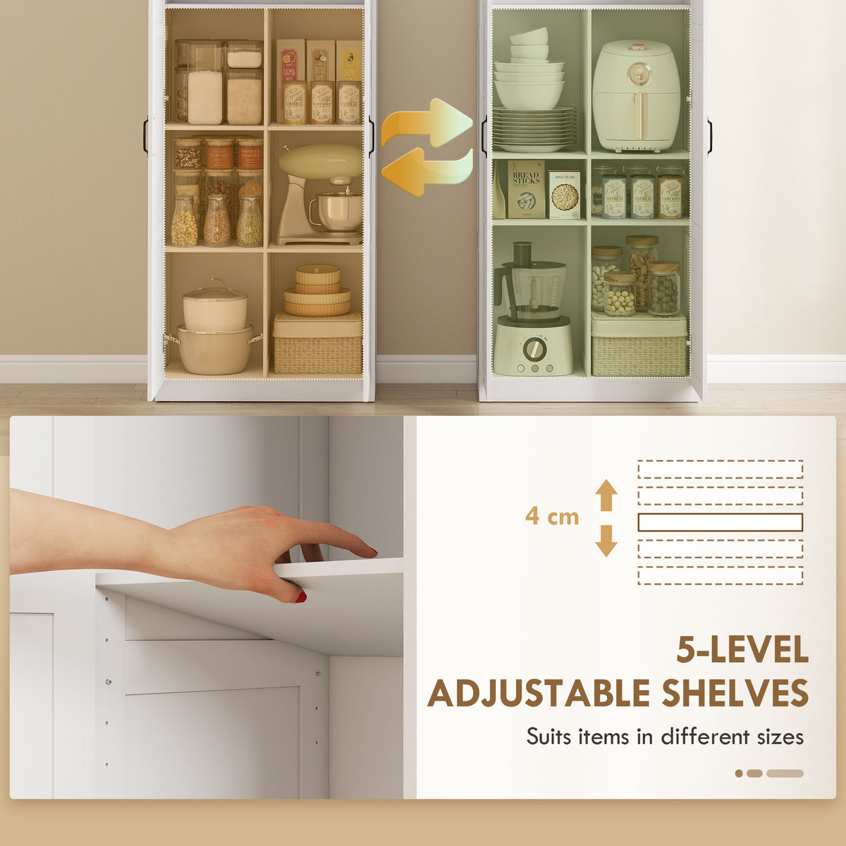 Farmhouse Pantry Cabinet 71" White Soft-Close-Pantry Cabinets-DECOROLALA