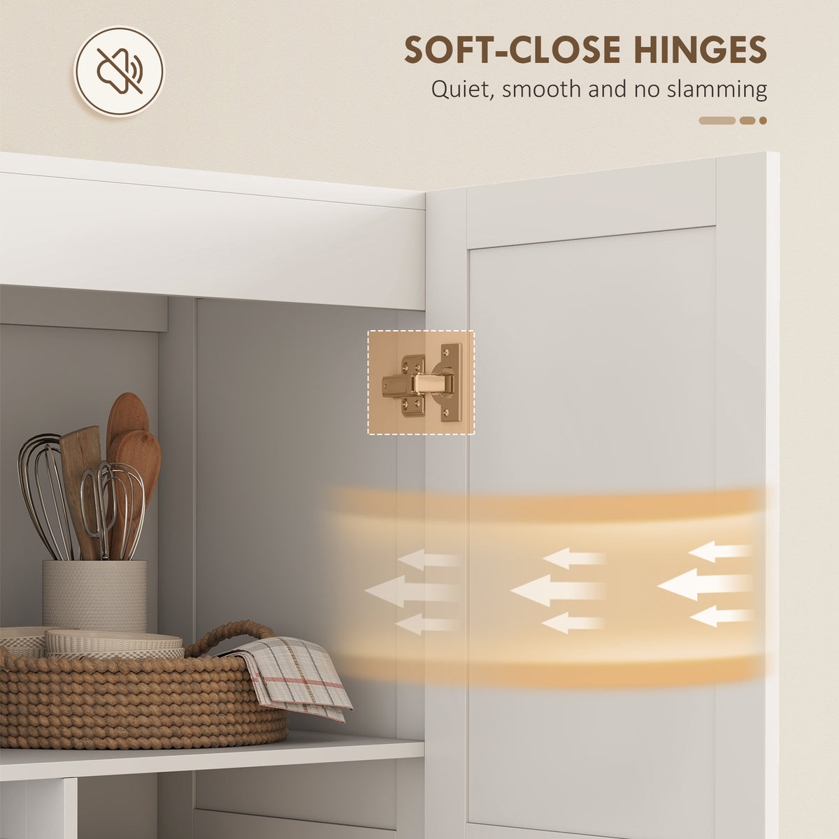 Farmhouse Pantry Cabinet 71" White Soft-Close-Pantry Cabinets-DECOROLALA