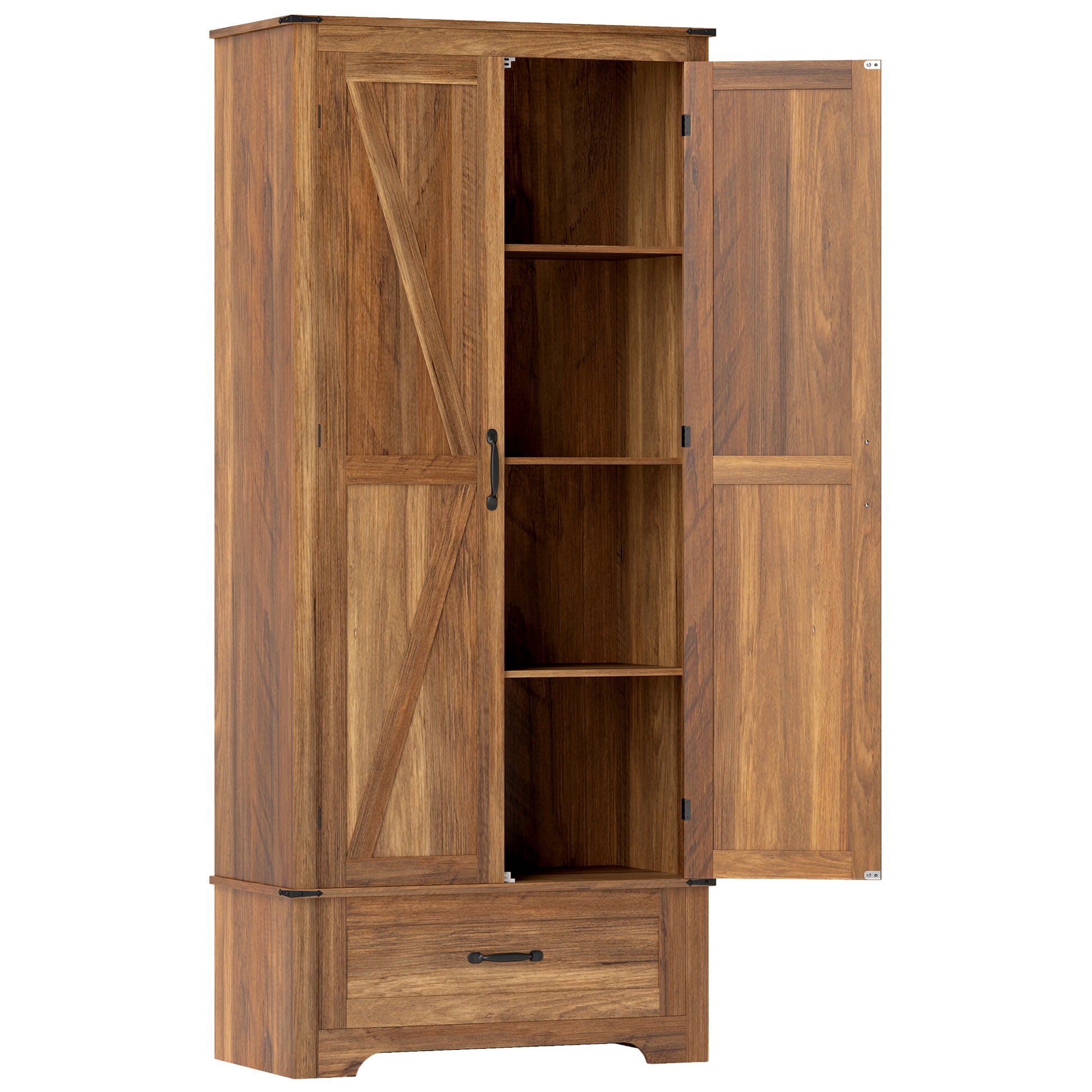 Farmhouse Pantry Cabinet 72" - Brown 4-Tier-DECOROLALA