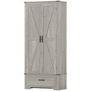 Farmhouse Pantry Cabinet 72" - Grey, Adjustable Shelves, 2 Doors-DECOROLALA