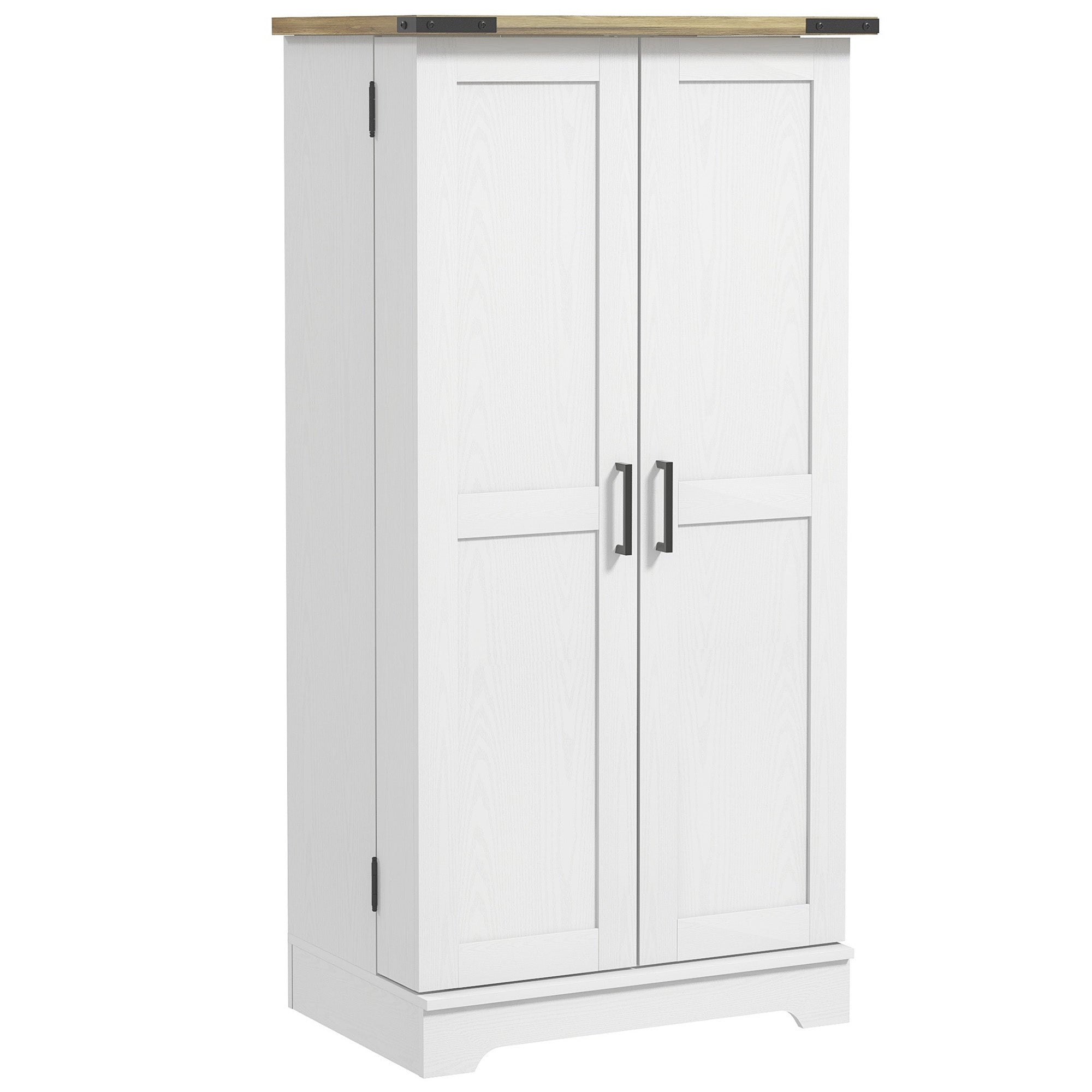 Farmhouse Pantry Storage Cabinet - Cream White with Adjustable Shelves-DECOROLALA
