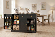 Farmhouse Sideboard Buffet Cabinet - Black Barn Door 47"-DECOROLALA