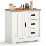 Farmhouse Sideboard Buffet Cabinet Kitchen Pantry with Sliding Doors-White-Sideboards & Buffets-DECOROLALA
