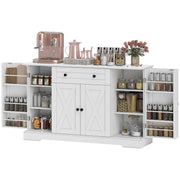 Farmhouse Sideboard Buffet Cabinet - White 54" Barn Door-DECOROLALA