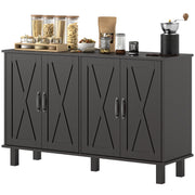 Farmhouse Sideboard Cabinet 4 Barn Doors Black 47"-DECOROLALA
