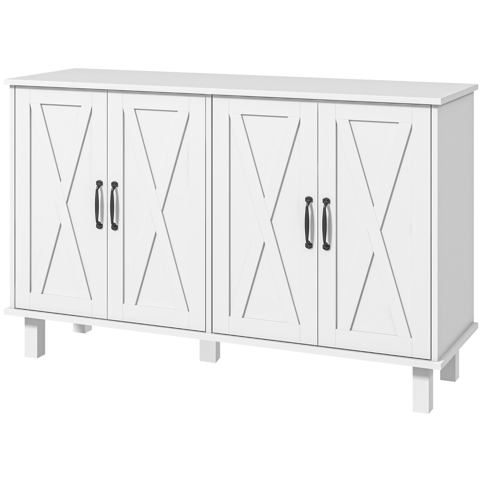 Farmhouse Sideboard Cabinet - White 47" 4 Barn Doors-DECOROLALA