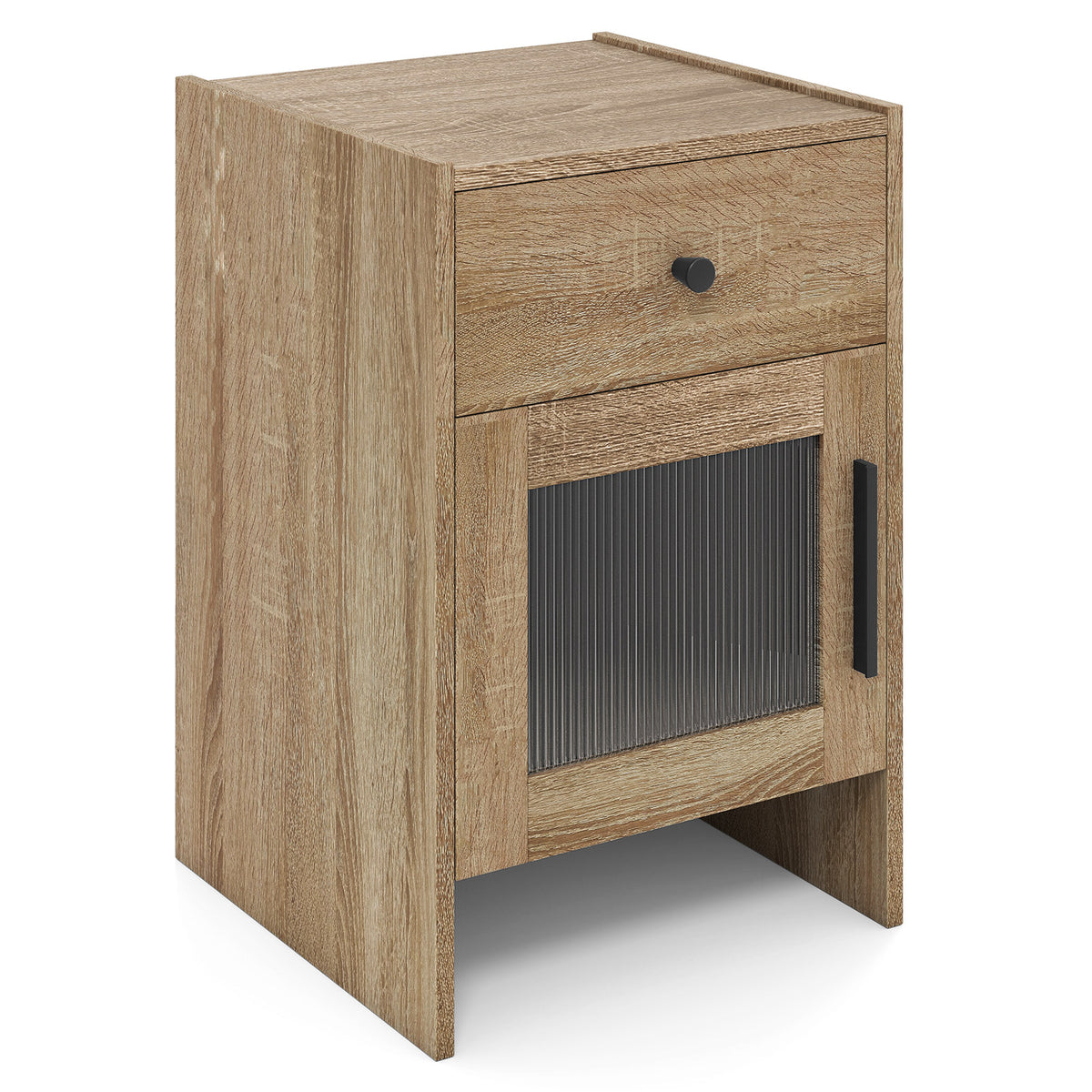 Farmhouse Sofa Side Table with Drawer and Cabinet-Antique Brush White-End & Side Tables-DECOROLALA