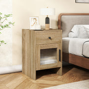 Farmhouse Sofa Side Table with Drawer and Cabinet-Antique Brush White-End & Side Tables-DECOROLALA