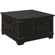 Farmhouse Square Coffee Table with Hidden Storage - Black-DECOROLALA