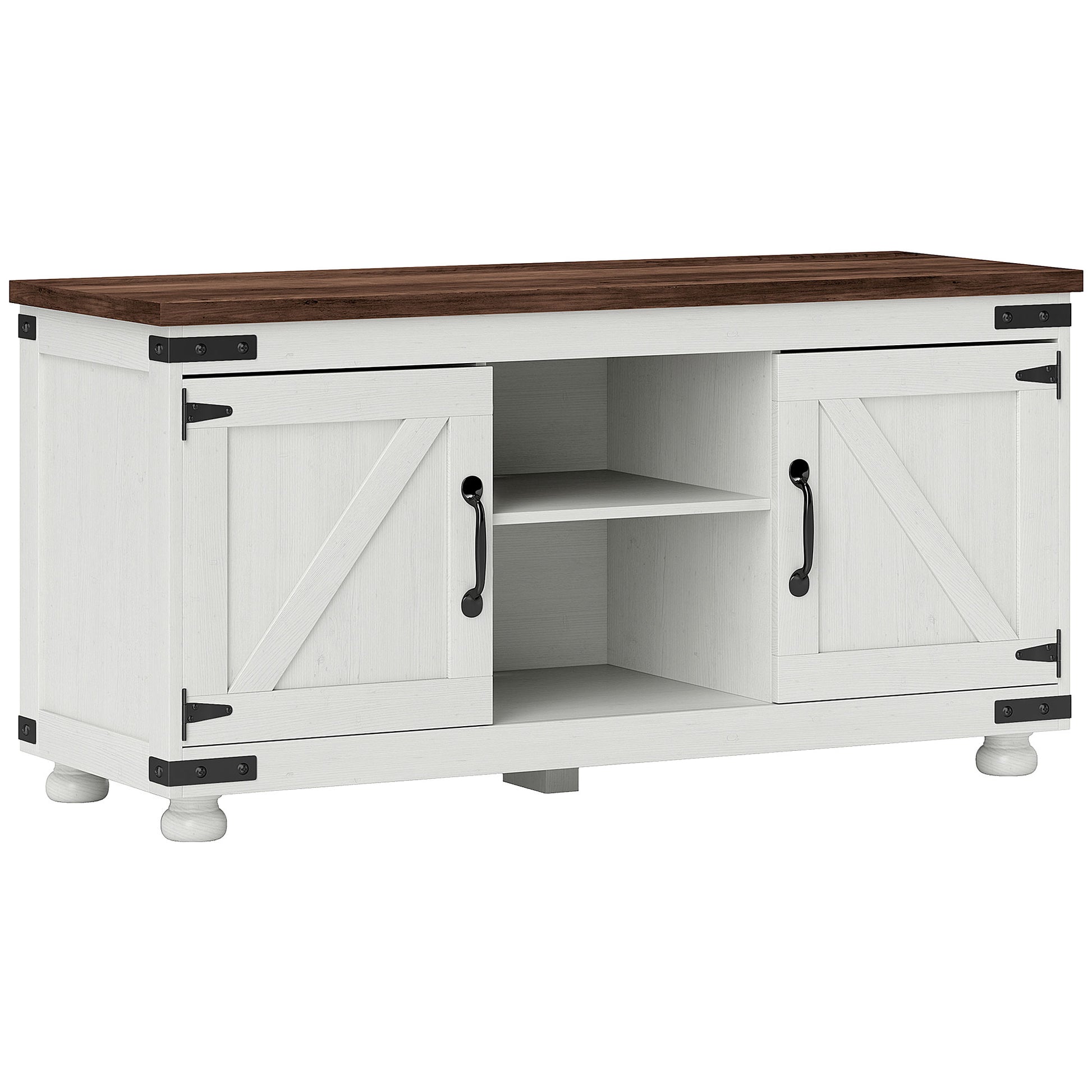 Farmhouse TV Stand for 50" TV - Distressed White 43"-DECOROLALA