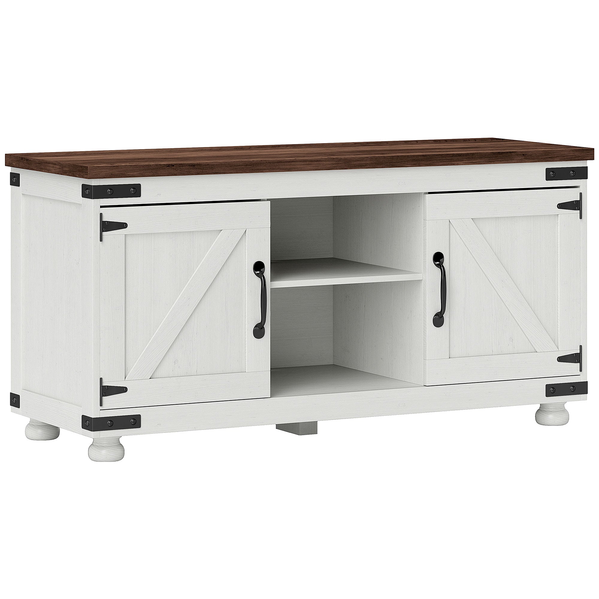 Farmhouse TV Stand for 50" TV - Distressed White 43"-DECOROLALA