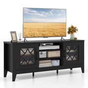 Farmhouse TV Stand for TVs Up to 65 Inches 4 Adjustable Shelves-Black-Entertainment Centers & TV Stands-DECOROLALA