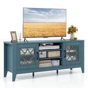 Farmhouse TV Stand for TVs Up to 65 Inches 4 Adjustable Shelves-Teal Blue-Entertainment Centers & TV Stands-DECOROLALA