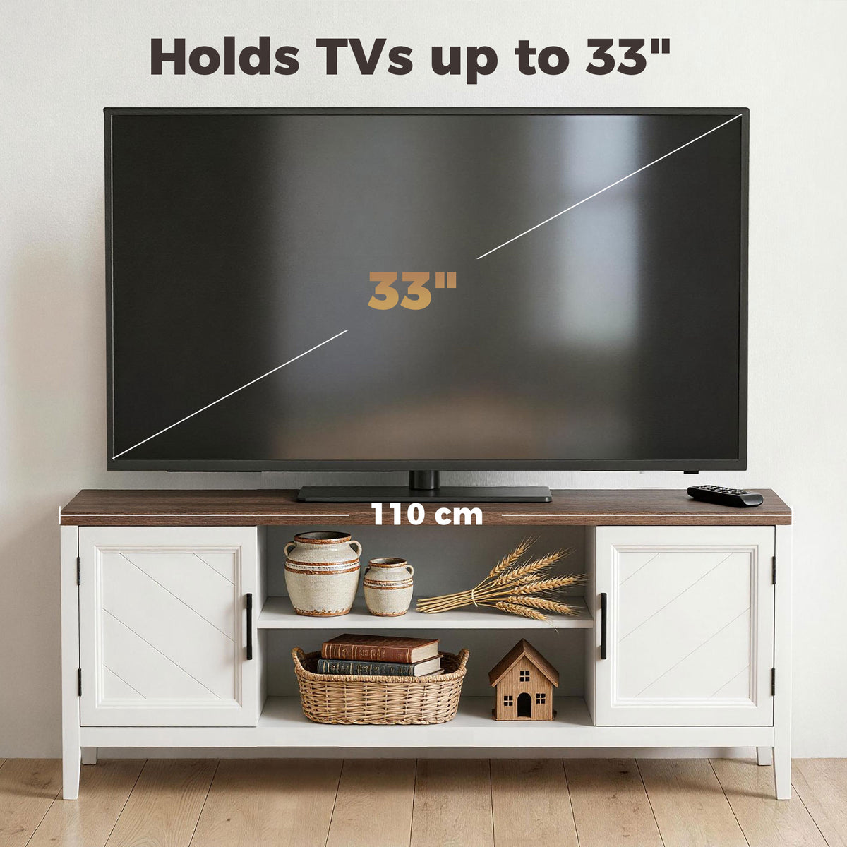 Farmhouse TV Stand for TVs up to 55" - White and Brown-Home Furnishings > Living Room Furniture > TV¬†Stands-DECOROLALA